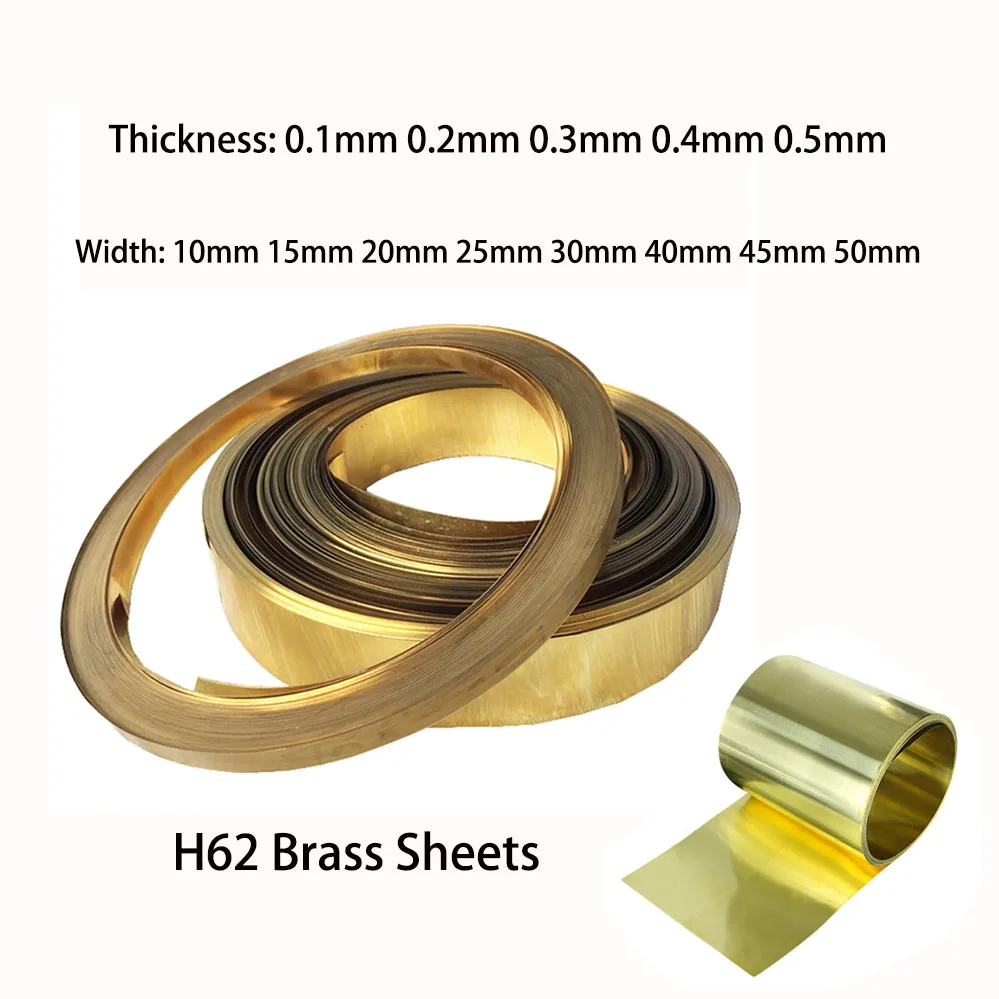 

1Meter Length Brass Foil Plate 10/20/30/40/50mm Width 0.1mm 0.2mm 0.3mm 0.4mm 0.5mm Thickness Copper Belt Metal Sheets