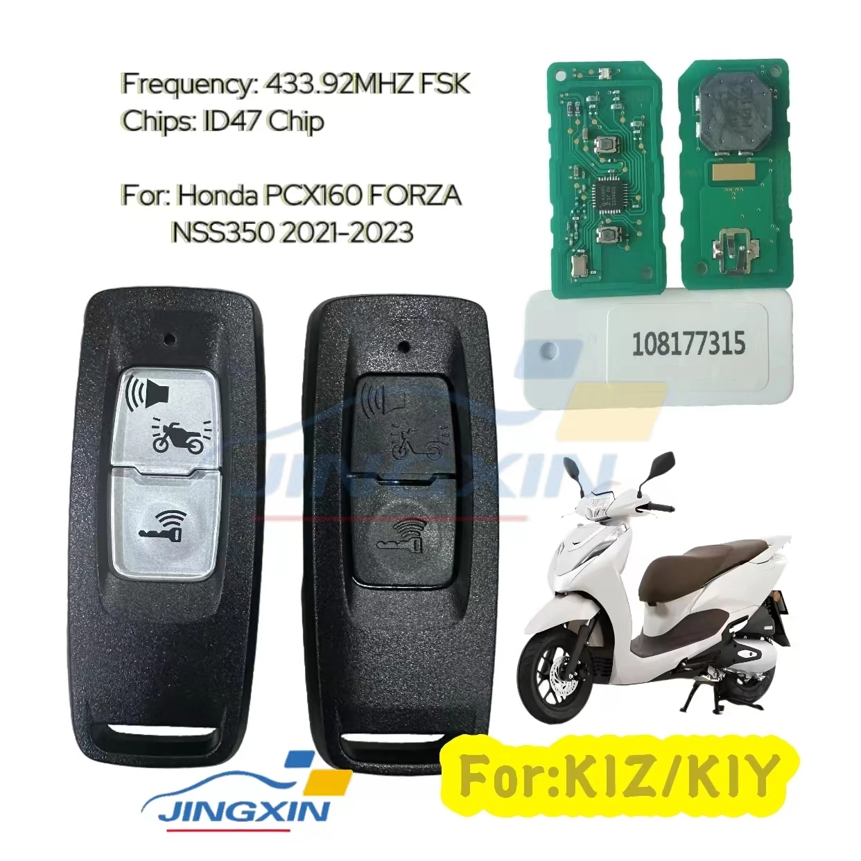 Jingxin для автомобильного ключа Honda PCX160 FORZA NSS350 2021-2023 ID47Chip 433.92FSK запасной смарт-ключ