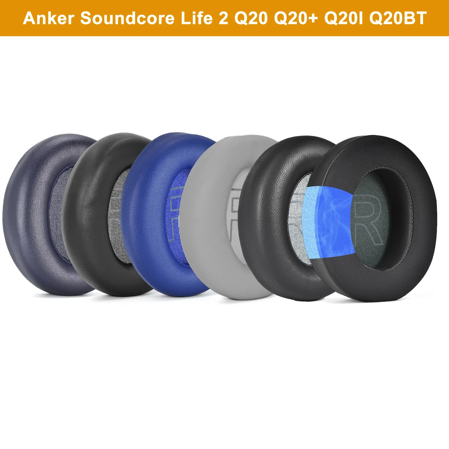 Фото Сменные амбушюры для наушников Anker Soundcore Life Q20 Q20 + Q20I Q20BT, охлаждающие гелевые амбушюры, сетчатые вкладыши №1