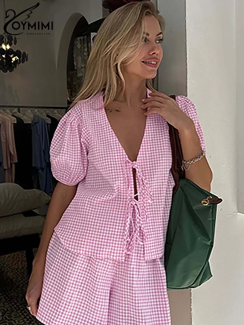 Oymimi повседневные комплекты с розовым принтом женские из 2 предметов модные