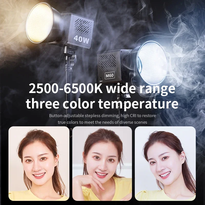 Shiyan M60 40 Вт двухцветный светодиодный светильник для видеосъемки 2500K-6500K CRI95 +