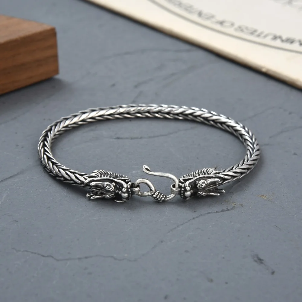 Настоящая твердая цепочка из стерлингового серебра 925 пробы мужской браслет с