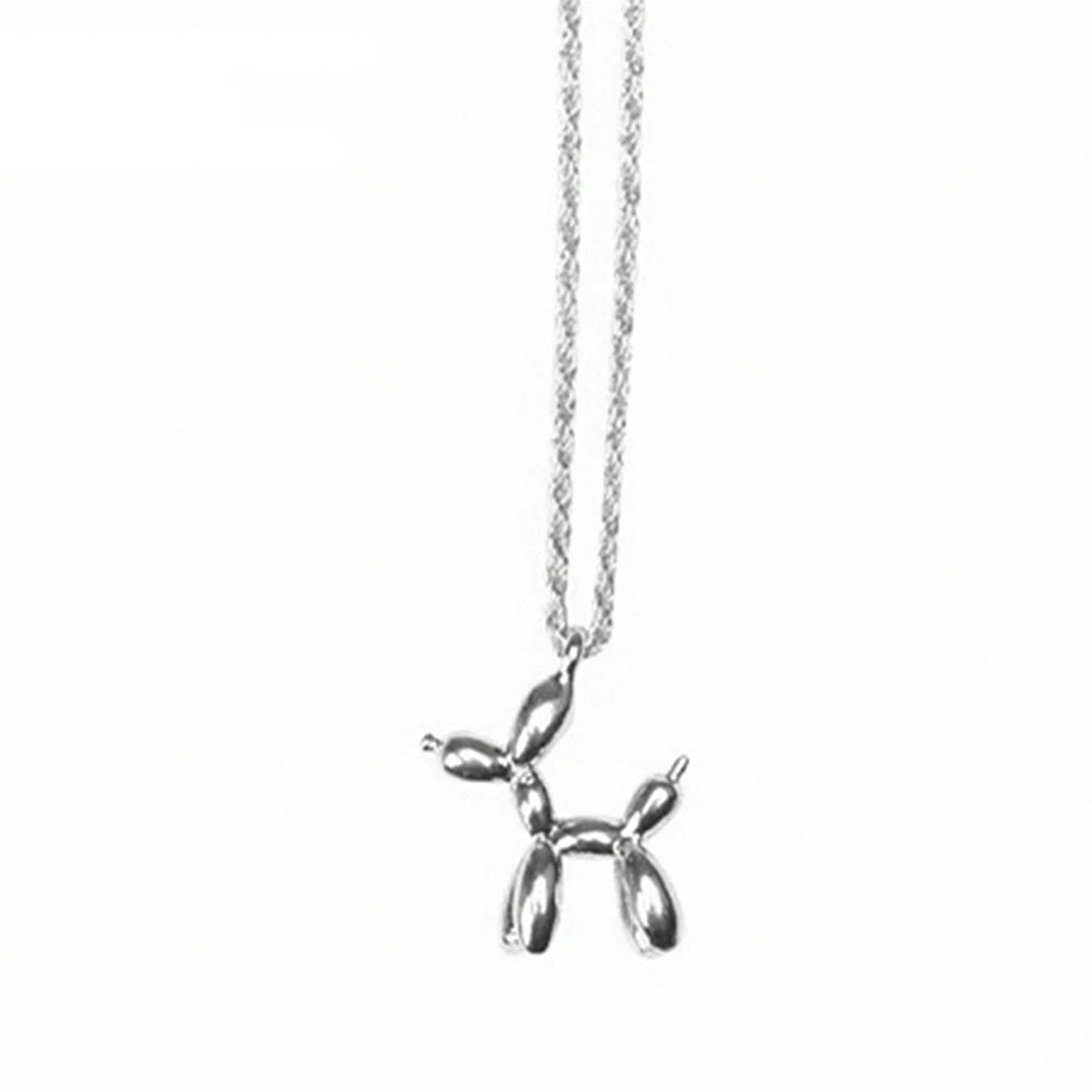 

Cute Golden Balloon Dog Necklace Quirky Kitsch Poodle Balloon Pet Dog Pendant Animal Jewelry Dog Lover Gift