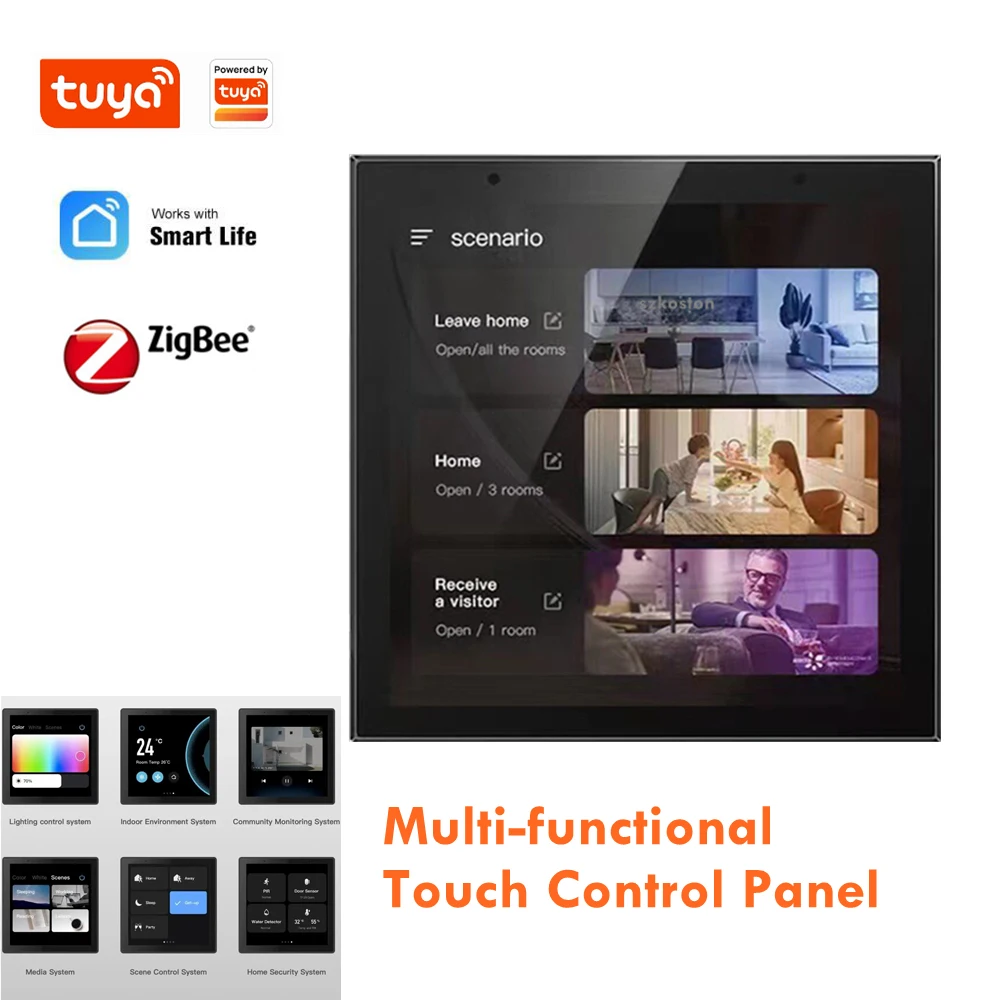 

Tuya Multi-function Touch Screen Control Panel Zigbee Smart Home Central Control Intelligent Voice Scenes automação residencial