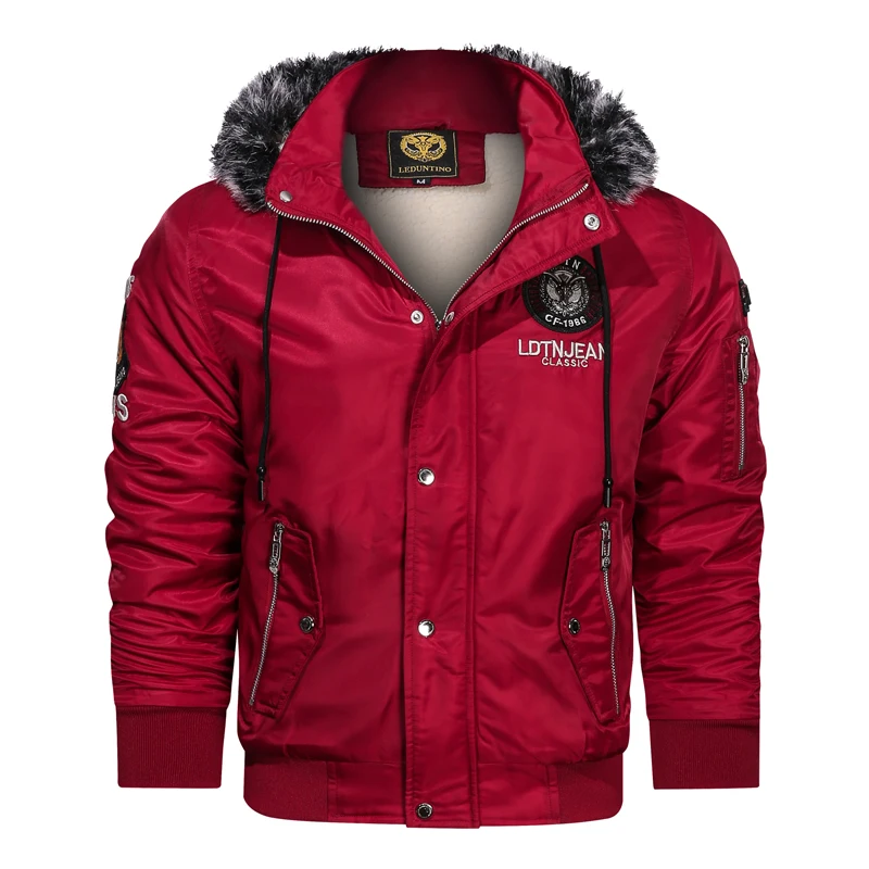 2021 Winter Parkas Men Jackets Fleece Thick Warm Windproof Fur Coats Hooded Male Outwear Casual Fashion Embroidery Down Jacket