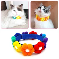 cat collar rainbow flower cat necklace collar adjustable pet collar hairball collar kitten accessories cat accessories pet items