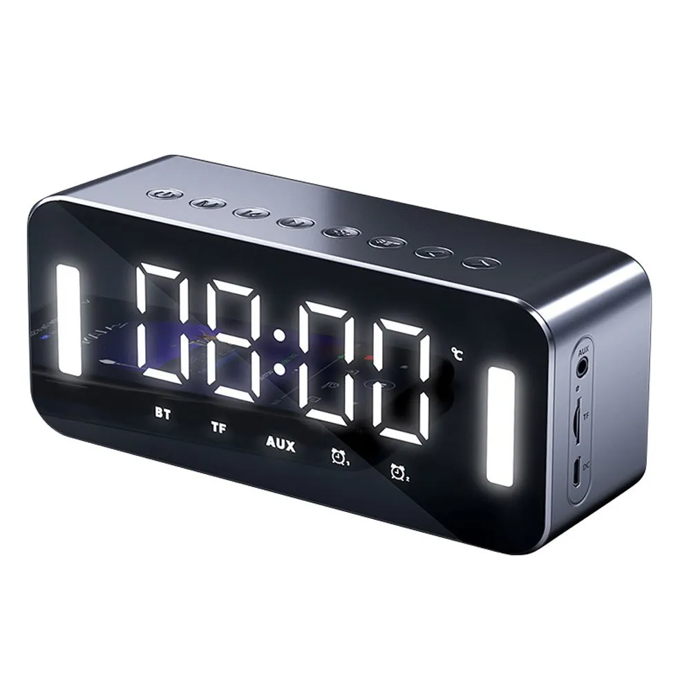 

BT Wireless Speaker FM Radio Mirror/alarm Clock/night Light/temperature Sensor Multi-function Speaker Stereo Bass Music Player