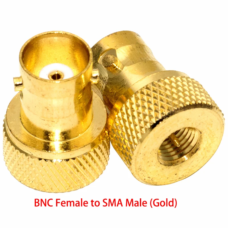 Фото Переходник Q9 BNC (гнездо) на SMA (штекер-гнездо) с золотисто-никелевым покрытием, черный, для раций Motorola и BaoFeng UV-5R FD-880. №2
