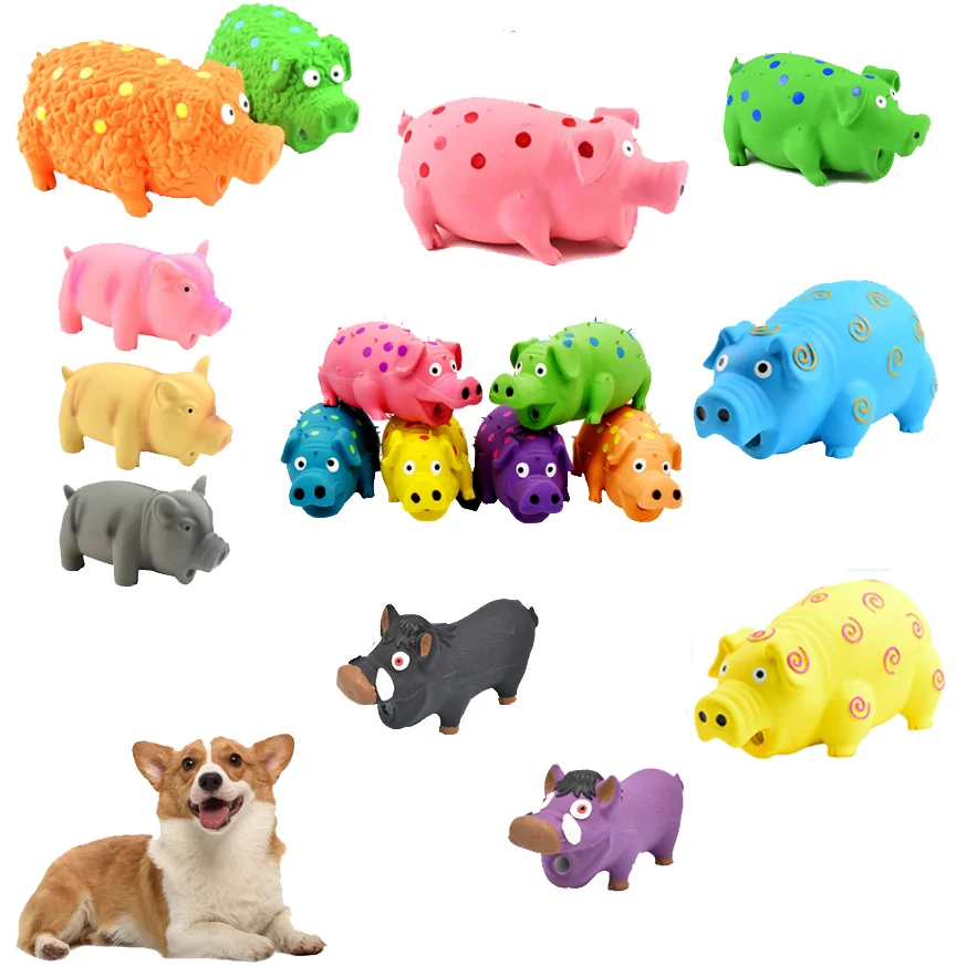 

Pet Dog Squeaky Rubber Toy Dog Latex Chew Toy Pig Shape Bite Resistant Puppy Sound Toy Dog Supplies For Small Medium Large Dog