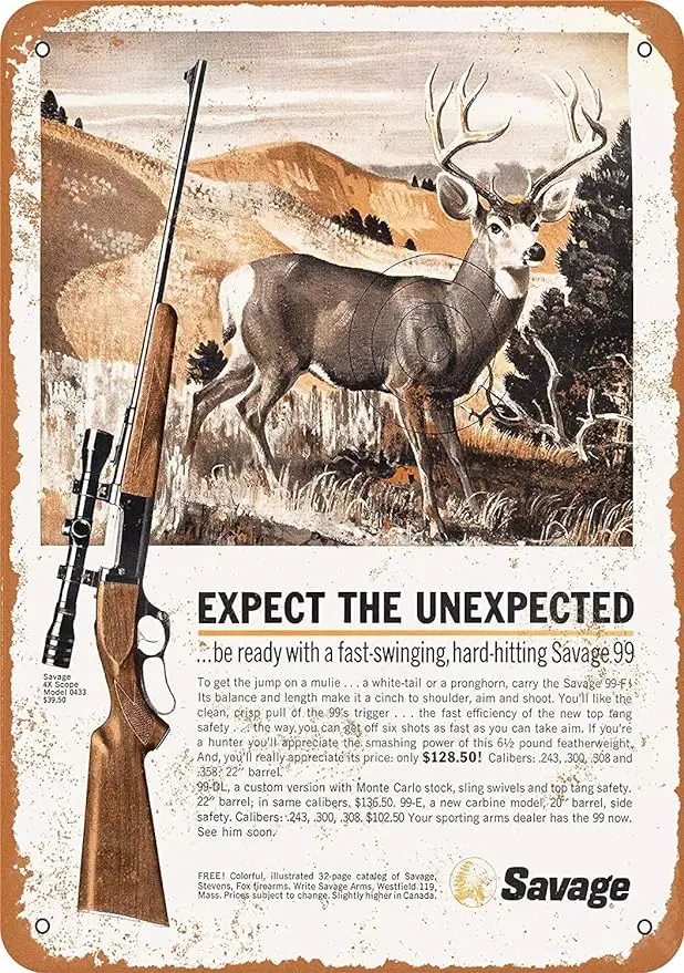 

Tin Sign 1963 Savage 99 Rifles - Vintage Metal Sign 8 x 12 Inches nostalgic Retro metal Funny sign gift