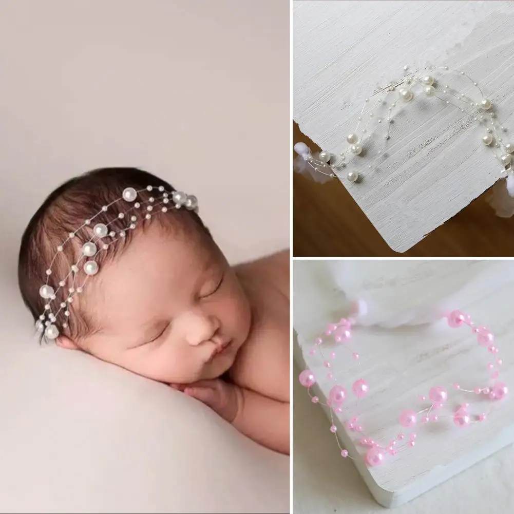 

Baby Newborn Photography Props Pearl Headband Infants Photo Hair Band Princess Headdress Newborn Photography Props