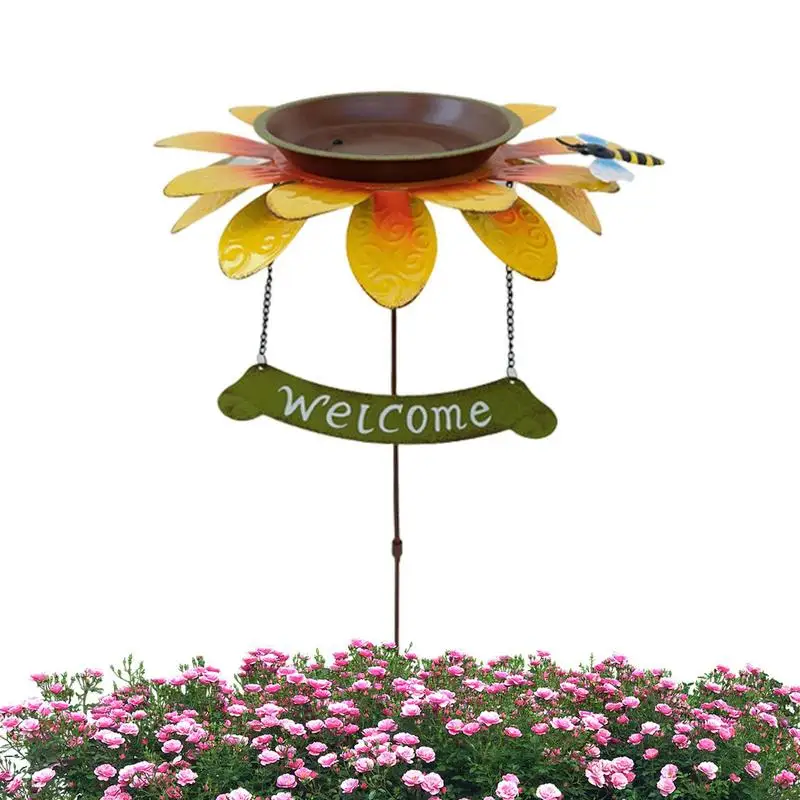 

Outdoor Bird Bath Feeders Bowl Sunflower Tray Feeder For Wild Birds Sunflower Garden Decor Stake Wild Bird Watcher For Bird