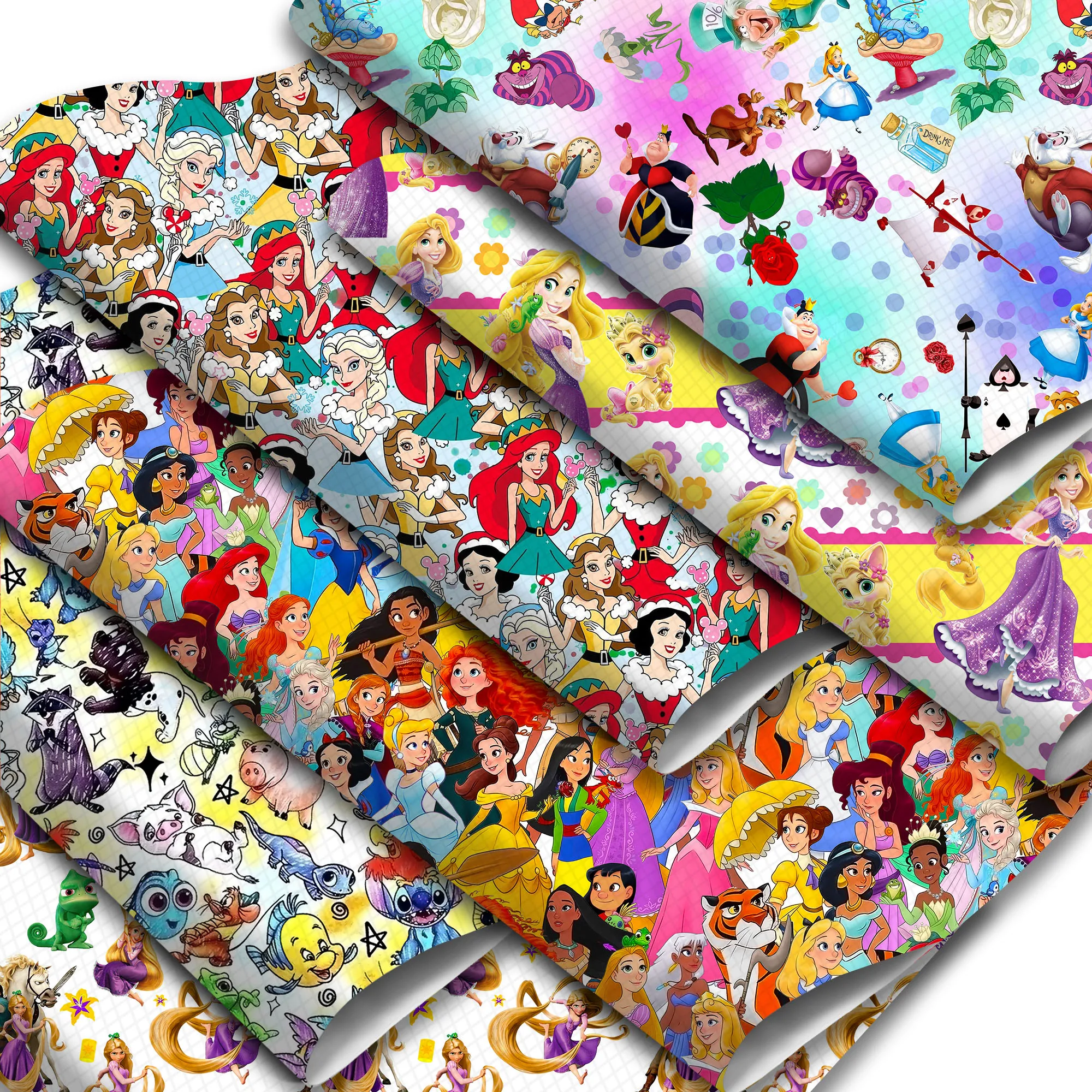 Disney Princess Winnie 20*33cm Printing Faux Synthetic Leather Fabric Sheets For Earring Bags Bow Earing DIY Craft