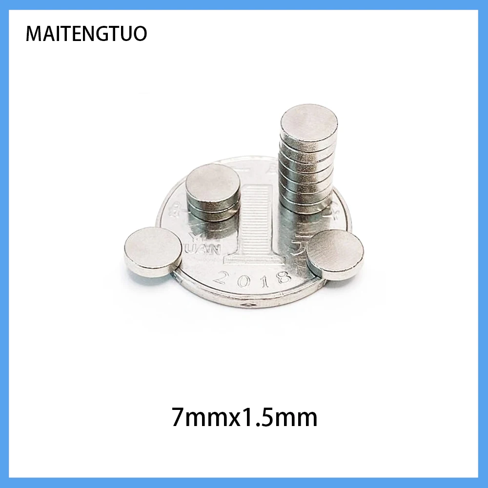 

50~1000pcs 7x1.5 Disc Rare Earth Magnets Small Round Magnets 7mmx1.5mm Permanent Neodymium Magnets Super strong magnet 7*1.5
