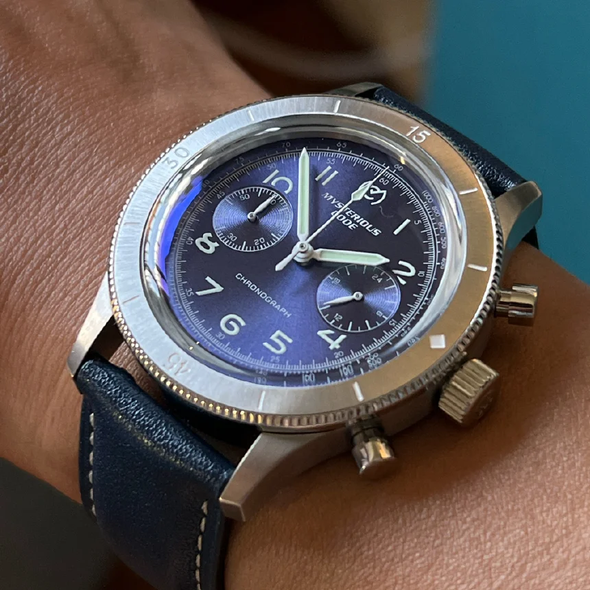 

Pilot Watch Men Chronograph VK64 Quartz Wristwatches 40mm Vintage Dome Mineral Glass Military Luminous Watches Mysterious Code