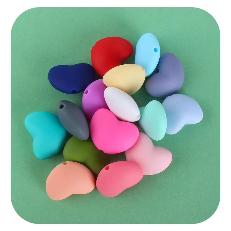 

10pcs Heart Silicone Beads Teether Chewable Teething BPA Free Newborn Nursing Baby Pacifier Clips Food Grade