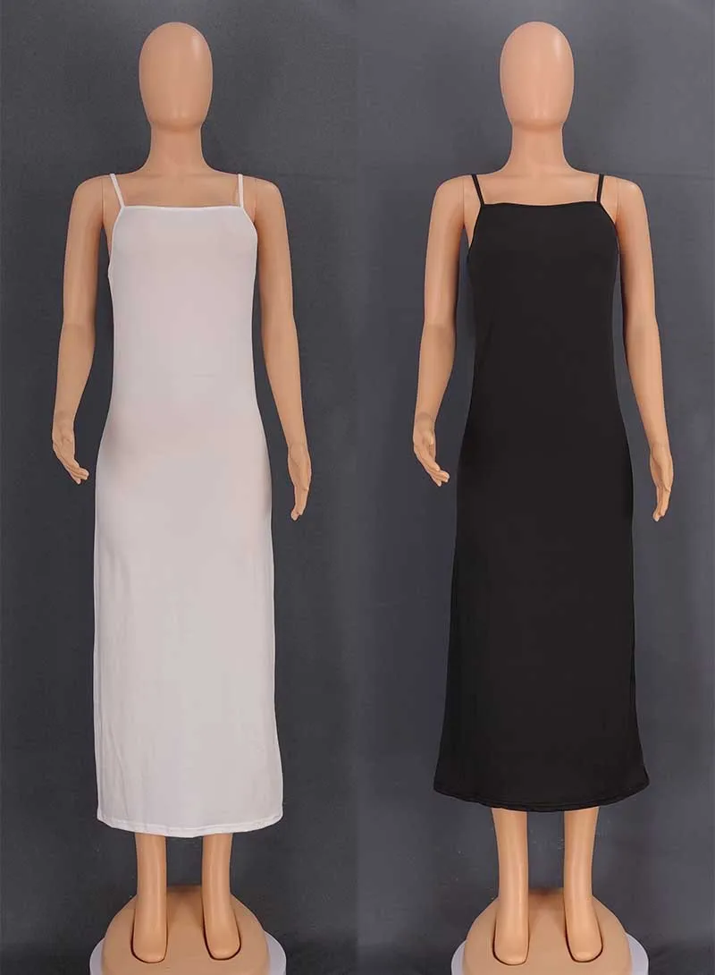 

High-stretch Inner Under Dress Muslim Abaya Inners Clothes Free Size Underwear Suspender Sleeveless Robe Black White Clothing