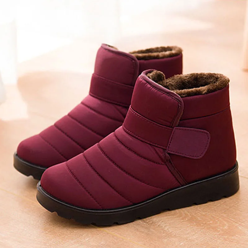 

Ботинки женские для снежной погоды, Мягкие Водонепроницаемые полусапожки на платформе, без застежки, плоская подошва, зимняя обувь