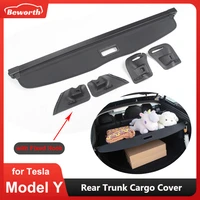 modely car rear trunk cargo cover for tesla model y 2021 2022 shutter retractable luggage carrier security partition shield my
