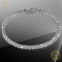 wuiha 925 sterling silver white gold plated 4mm 5mm real moissanite tennis charm bracelets with gra for women gift wholesale