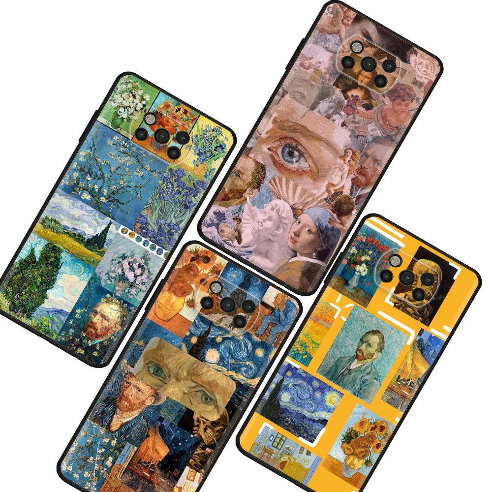 

Silicone Soft Case For Xiaomi Mi Poco X3 NFC X4 Pro M5s M5 M3 M4 F4 C40 F1 F3 GT Shockproof Phone Cover Van Gogh Starry Sky Art