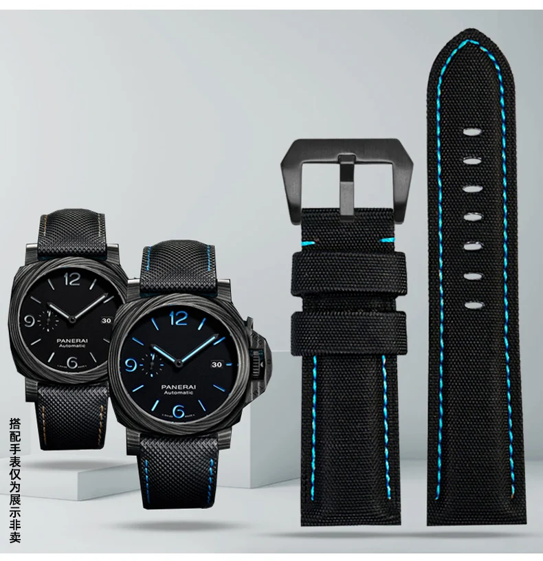 

For Panerai PAM441/01661 wristband Leather Sport Watchband Black Blue Watch Strap Accessories Bracelets 22mm 24mm 26mm