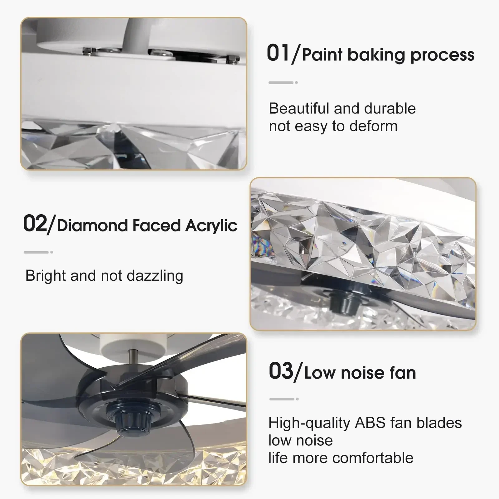 Современный хрустальный светодиодный потолочный вентилятор лампы с низким