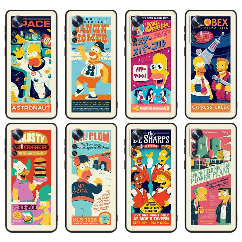 

Cartoon Cute Simpsons Phone Case For Xiaomi Mi 13 10S 10 9T 9SE 8 Mix Play A3 A2 A1 CC9E Note 10 Lite Pro Black Cover