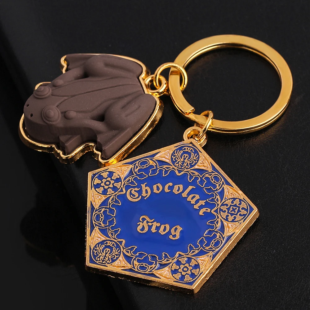 

Magic Movie Wizard Harri Metal Keychain Potter Classic Frog Gold Colour Pendant Keyring for Fans Collection Ornament Toy Gifts