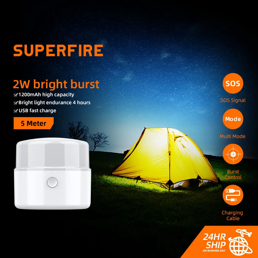 Миниатюрный фонарь SUPERFIRE T20 с крючком и встроенным аккумулятором бытовой супер