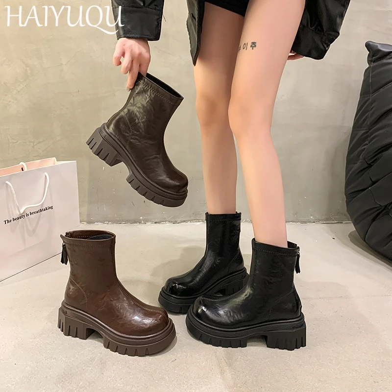 Женские кожаные ботильоны на высоком каблуке дизайнерская модная повседневная