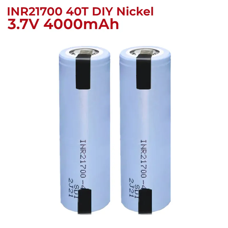 

3.7V INR21700 40T 4000mAh li-lon battery 21700 15A 5C Rate Discharge ternary Electric car lithium batteries DIY Nickel sheets