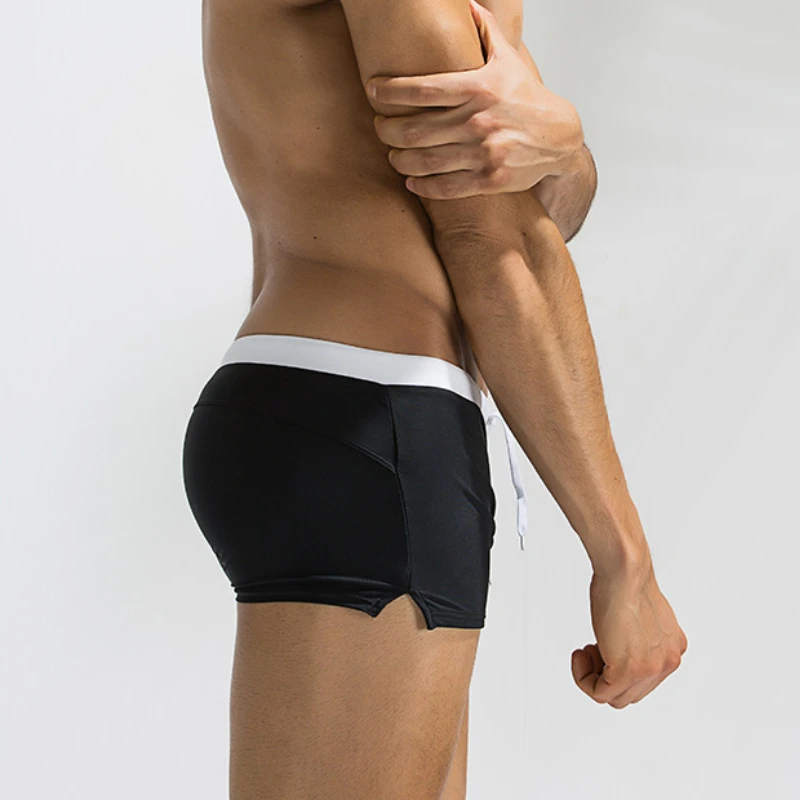 Men Swim Trunk Swimming Shorts Swimsuit Swimwear Boardshort with Pocket Quick Dry Beach Boxer Briefs Square Cut Bathing Suits