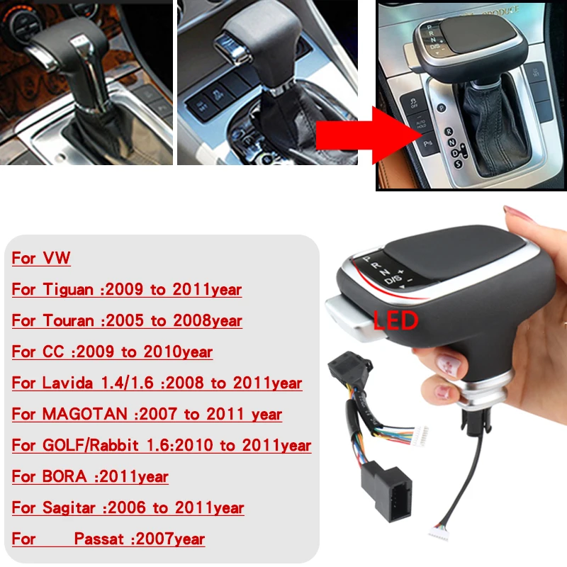 Для Volkswagen vw CC Jetta Golf Tiguan Passat Sagitar светодиодный светодиодным индикатором светильник льный переключатель передач, ручка переключения передач