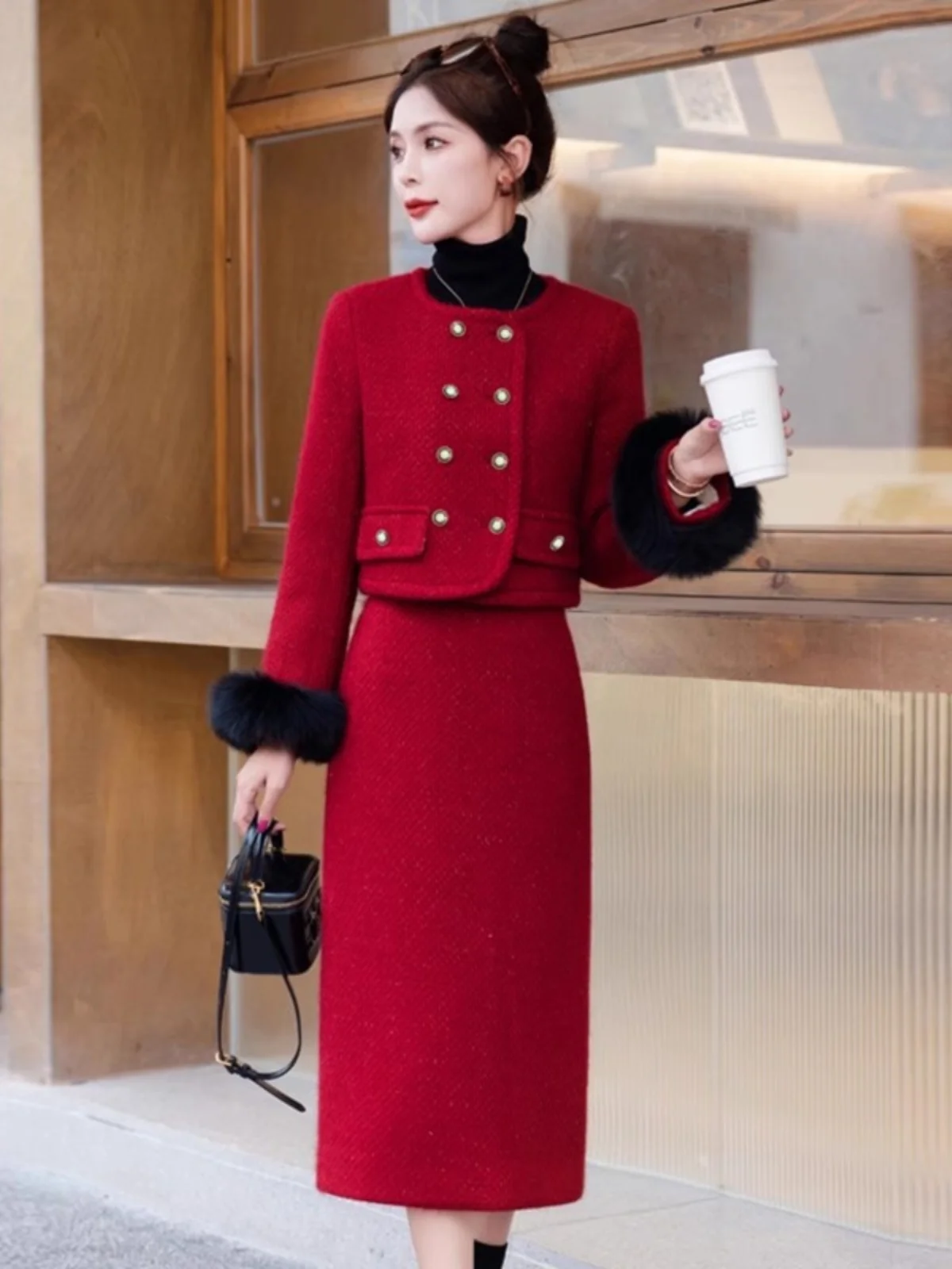 Свадебное платье свекрови новинка 2024 осень и зима высококачественное красное с