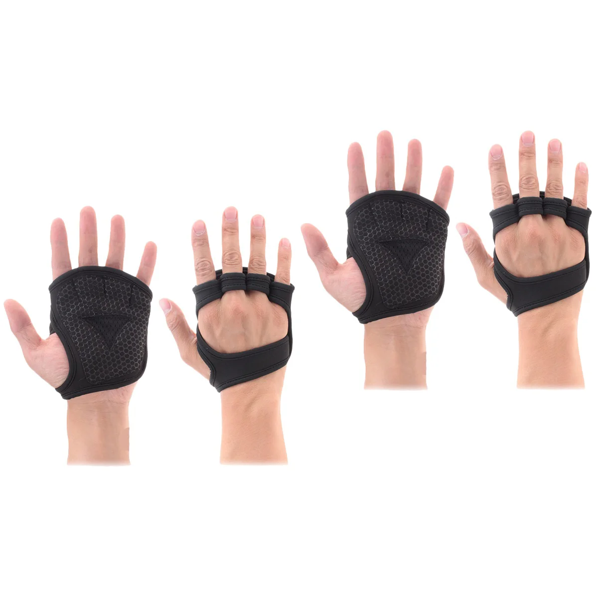 

Set 2 Half Finger Gloves Biking Weightlifting Rowing Protective Workout Mitts Sports Fingerless