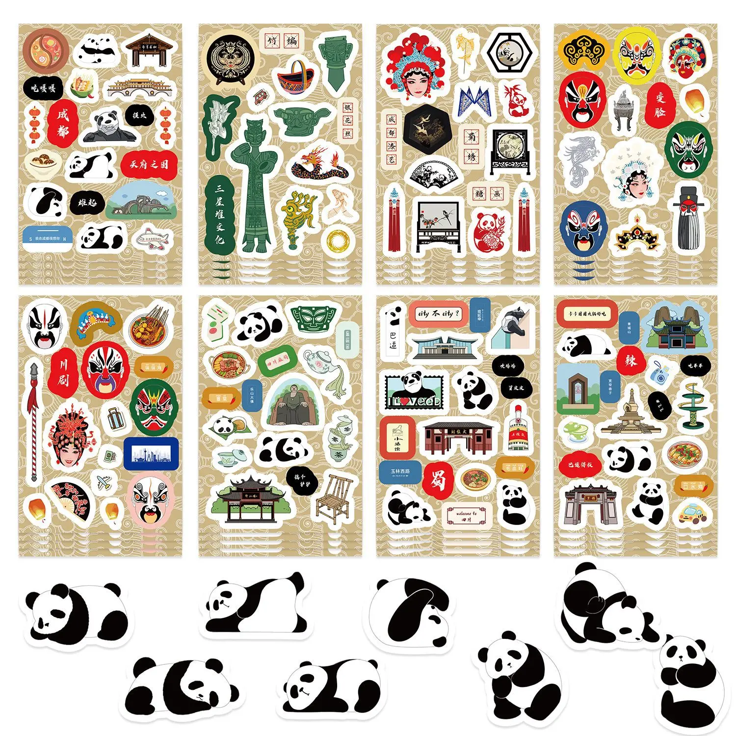 8/16 листов наклейка-головоломка с милой пандой китайская традиционная культура