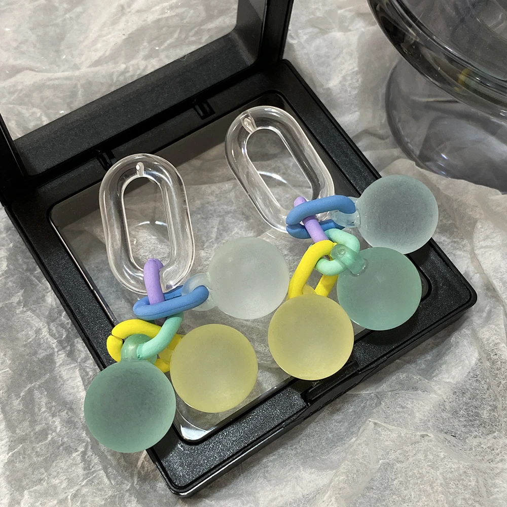 Lifefontier милые карамельные цвета акриловые шарики Висячие серьги для женщин