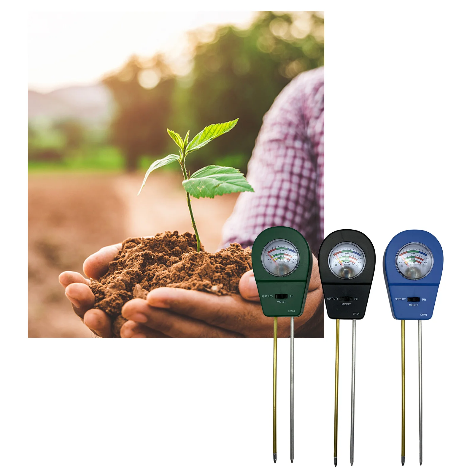

3 In 1 Soil Moisture Meter Digital Plant Probe Sunlight Soil Tester Plant AccessorieSoil PH Meter Test Kit Tool For Garden Farm