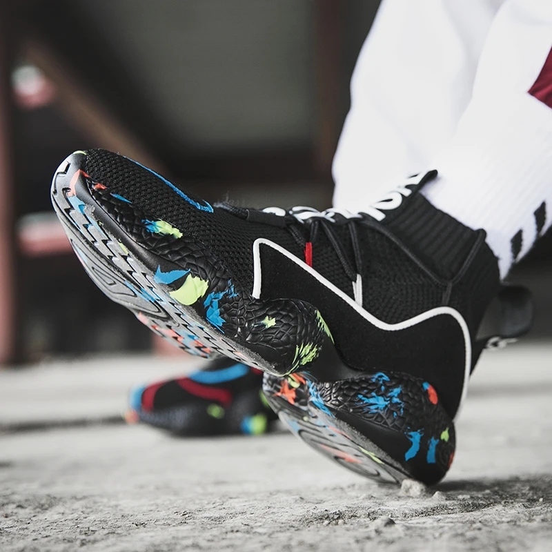 Damyuan Running Shoes Lightweight Casual Couple Shoes Breathable Comfortable Non-slip Stretch Outsole Lace-up Men's Sneakers