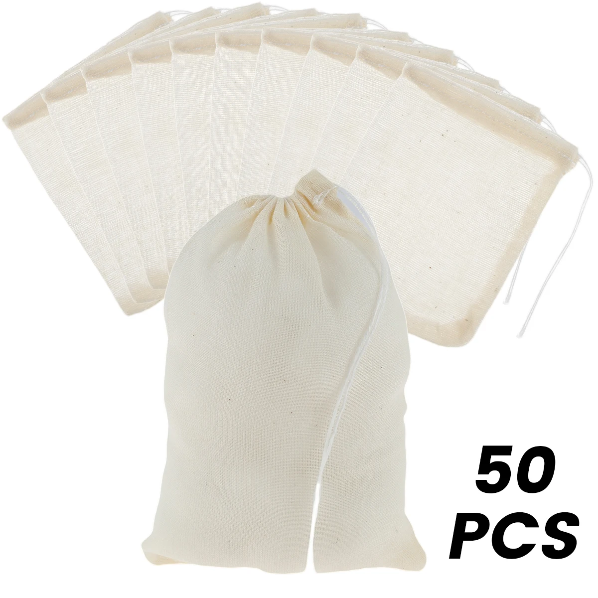 

100 Pcs Drawstring Cotton Bags Reusable Natural Muslin Drawstring Bags Easy to Seal Muslin Storage Bag Small Cotton String Bags