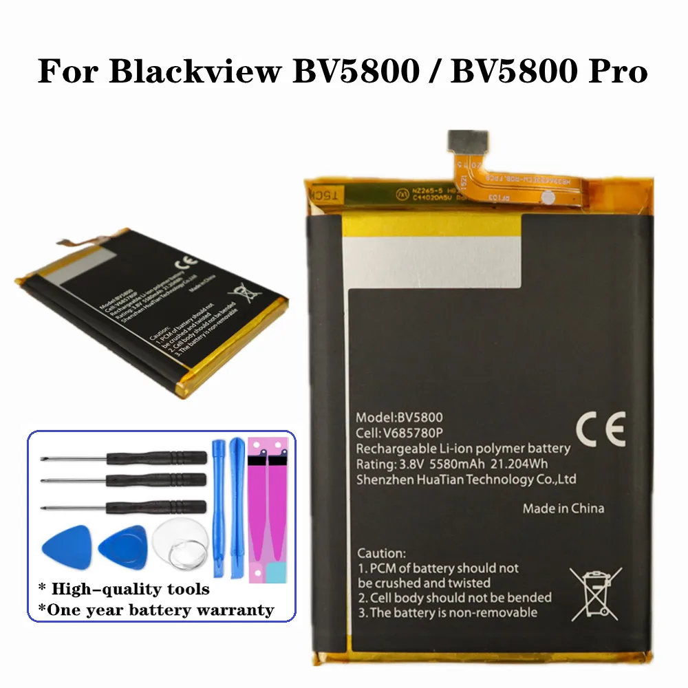 

Новый аккумулятор 5580 мАч V685780P для Blackview BV5800 / BV5800 Pro, Высококачественная стандартная сменная батарея + Инструменты