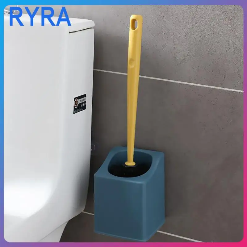 

Color Matching Sanitary Brush Long Handle Cleaning Toilet Brush No Dead Angle Creative Drainable Toilet Brush Non-punch Bathroom