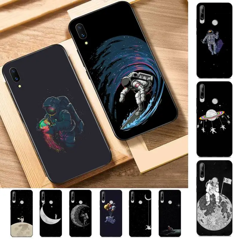 

Moon Astronaut Phone Case for Huawei Y 6 9 7 5 8s prime 2019 2018 enjoy 7 plus