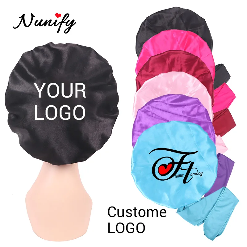 Custom Large Silk Satin Hair Bonnet Sleeping Cap Wide Elastic Band Durable Breathable For Women Curly Hair Braids Dreadlocks