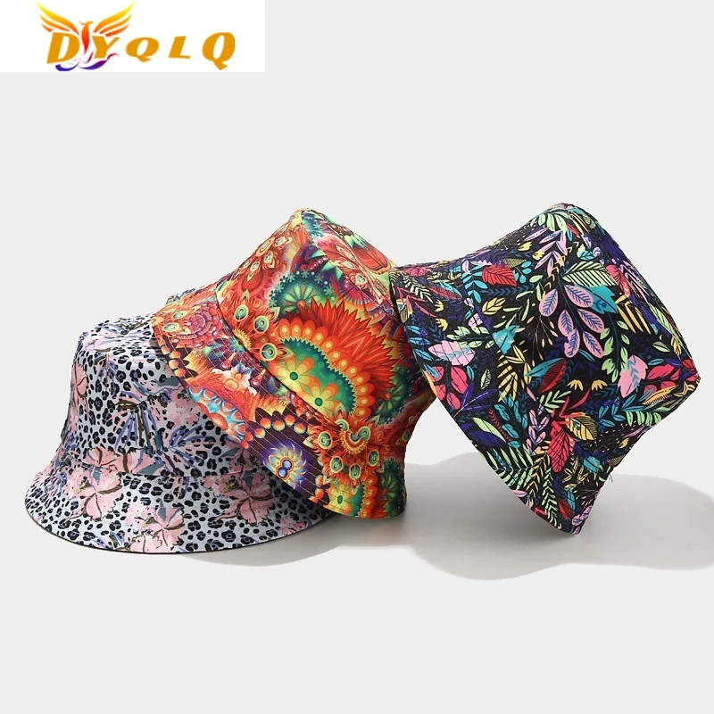 

2022 Women's Summer New Ethnic Style Pattern Double-sided Shade Fisherman Hat Men And Women Trend Outdoor Fisherman Hat