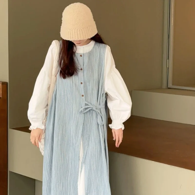 Винтажное элегантное милое синее платье-чехол в полоску стиле девушки Мори и