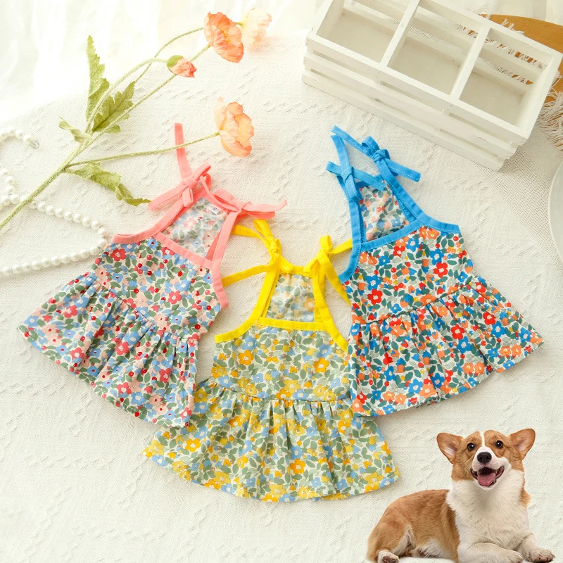 

Cute Print Puppy Dog Suspender Princess Dress Skirt Summer Pet Clothes for Small Dogs Yorkshire Poodle Dresses mascotas Clothing