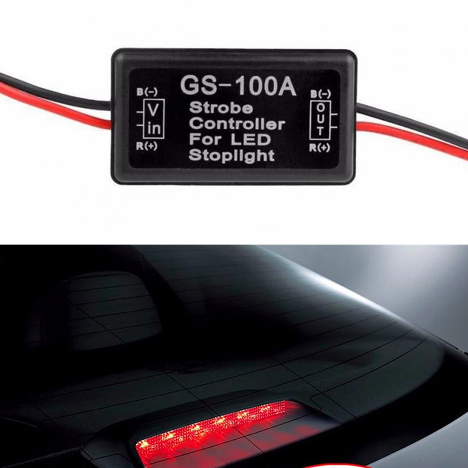 

For Car Vehicle Motorbike Motorcycle LED High Mount Brake Stop Light Lamp GS-100A Flash Strobe Controller Flasher Module Box