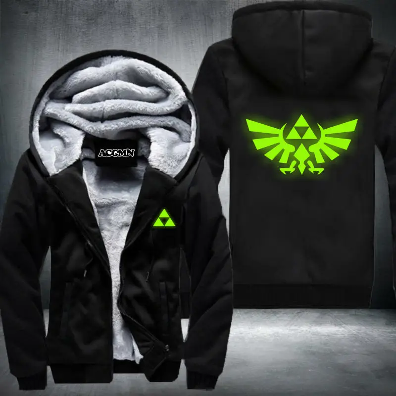 

Men Hoodie Plush Padded Coat Luminous Casual Blazer Winter Warm Fleece Jacket Cardigan Thickened Top Thermal Outerwear Sportwear